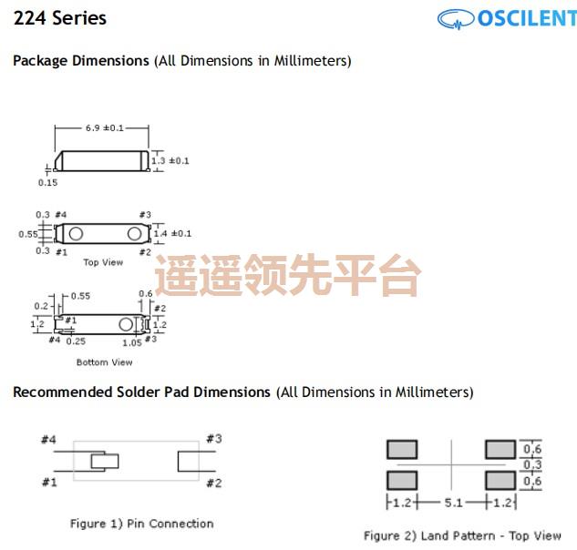 224-000307-20-TR,Oscilent奥斯康利无源晶振,224贴片晶振