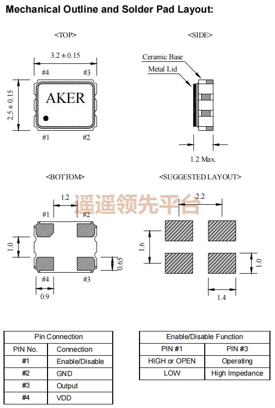 S333025T-25.000-X-R,AKER安基有源晶振,S3石英贴片晶振
