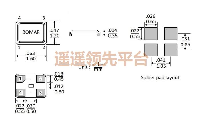 BC63EFD120-30.000000,bomar无源晶振,BC63贴片振荡器